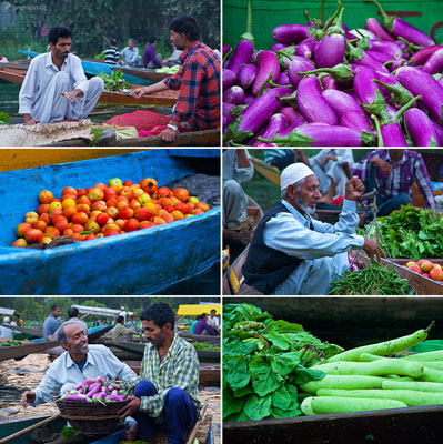 zeleninový trh, Dal lake, Srinagar