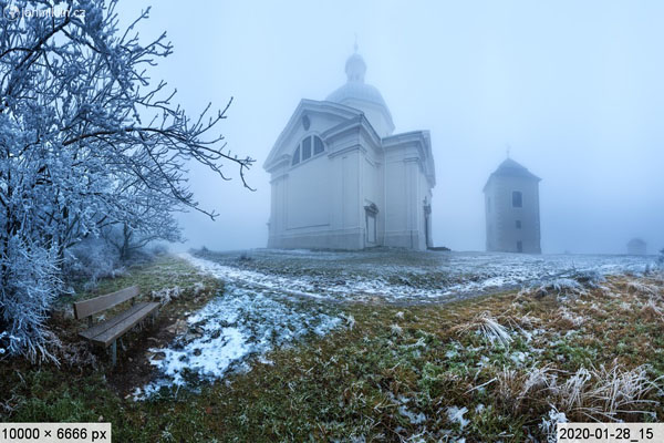 zamrzlý Svatý kopeček, kostel sv...